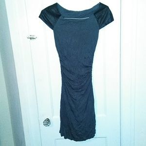 Sexy leather sleeve dress